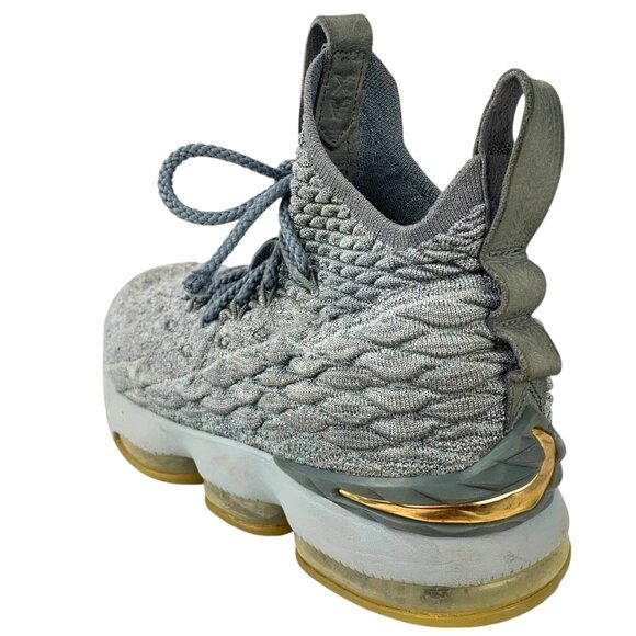 NIKE Lebron XV 922811-005 Wolf Grey Metallic Gold Sneakers - Picture 5 of 10